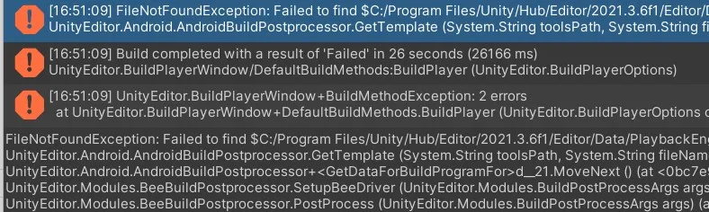 Unity 2021.3.6でAndroidプロジェクトがBuild出来ない問題